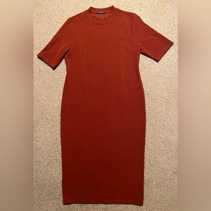 Shein Round Neckline Maxi Dress, Color: Orange, Size 1XL, New Without Tag